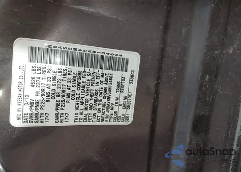 2010 Nissan Rogue Sl z USA, uszkodzony, nr VIN JN8AS5MVFAW134684